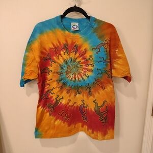 Vintage Liquid Blue Tie Dye Kokopelli T-shirt